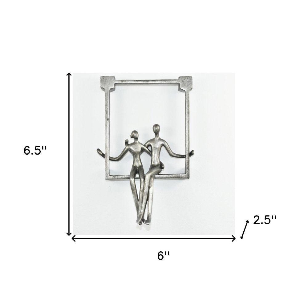 7" Pewter Resin People Tabletop Sculpture