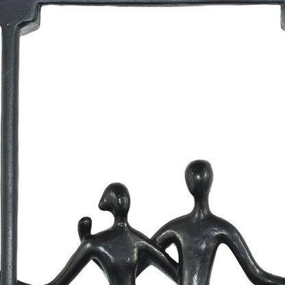 Set of Three Black Resin People Tabletop Sculpture