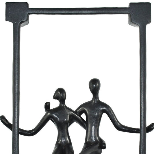 Set of Three Black Resin People Tabletop Sculpture