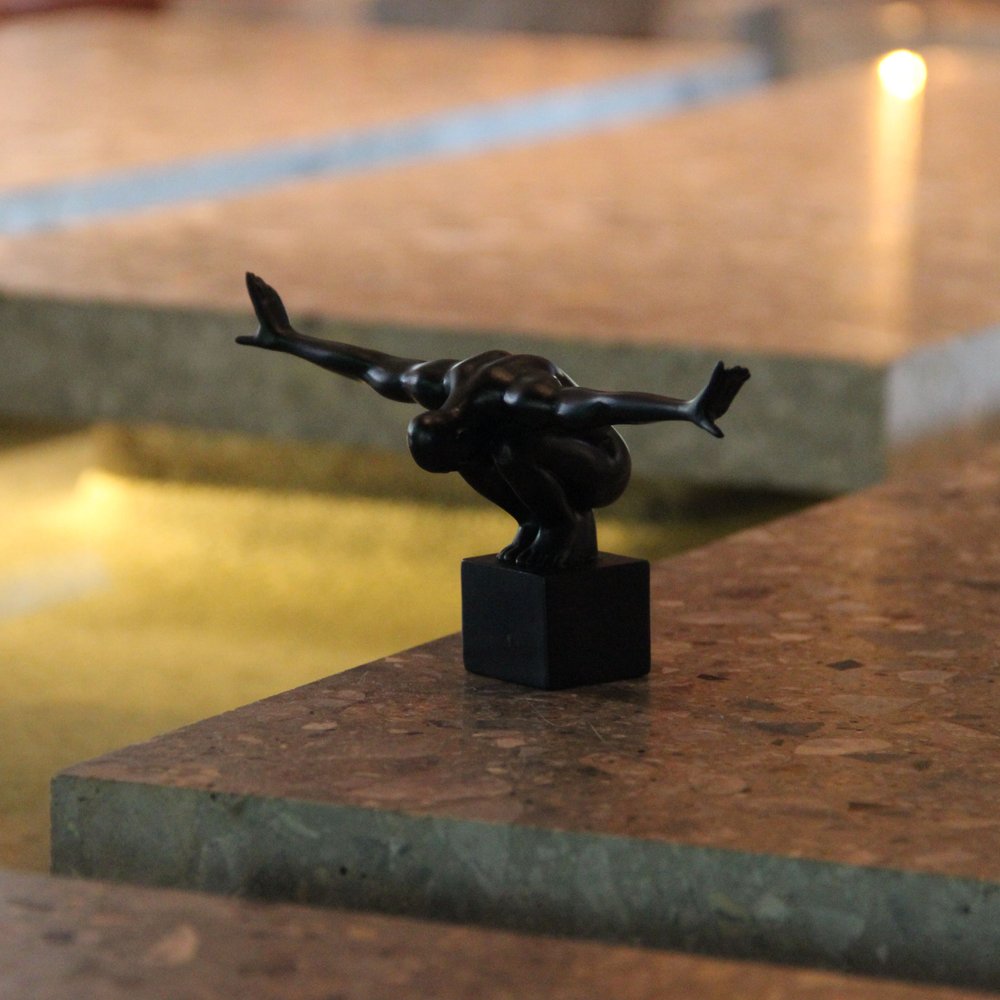 4" Black Resin Man Tabletop Sculpture