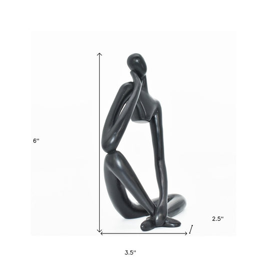 6" Black Resin Man Tabletop Sculpture