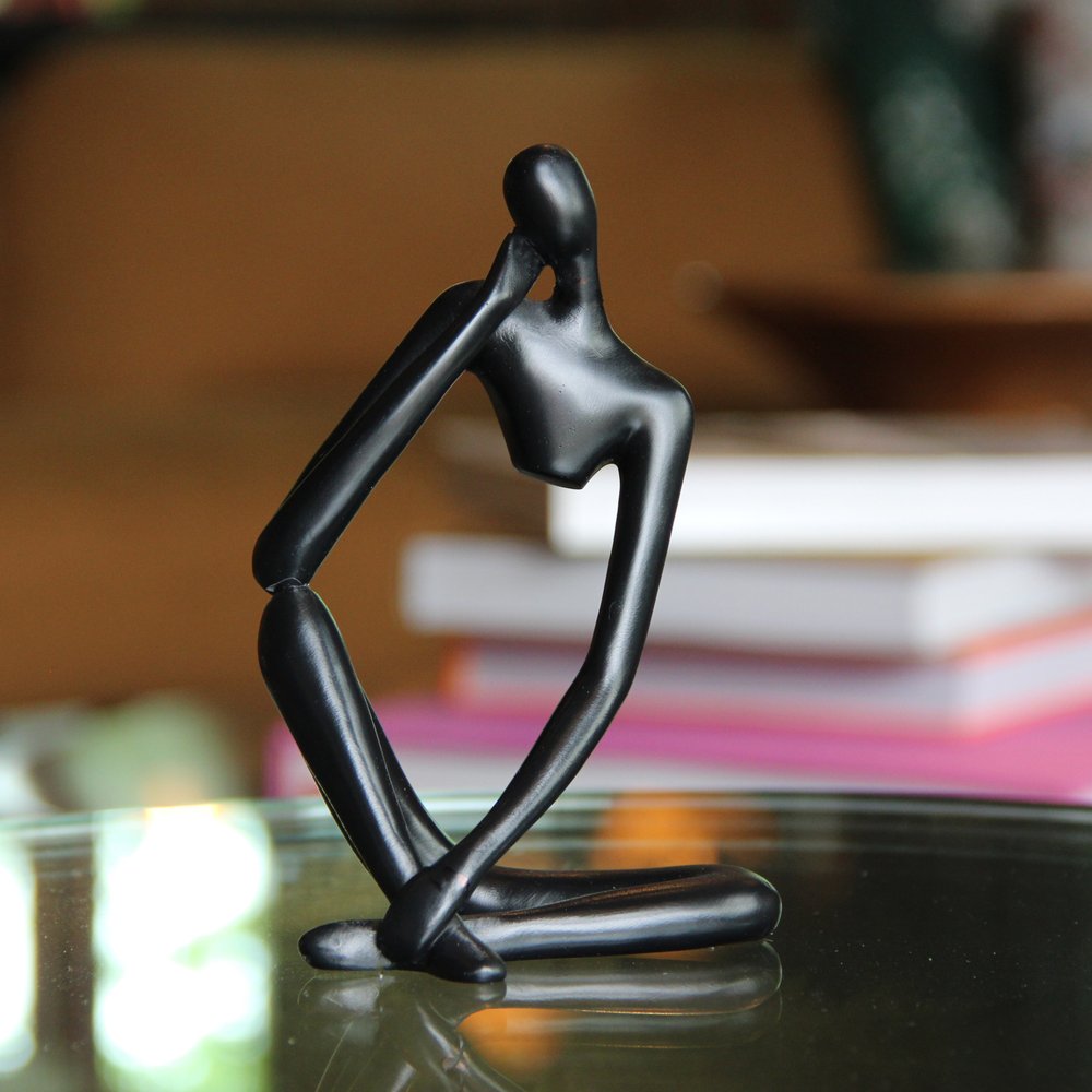 6" Black Resin Man Tabletop Sculpture