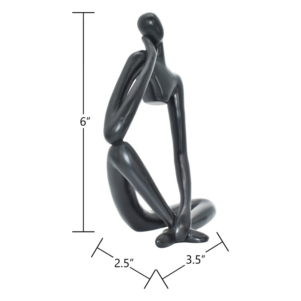 6" Black Resin Man Tabletop Sculpture