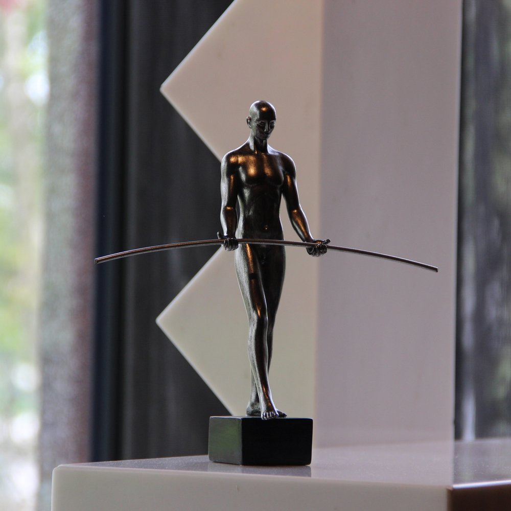 8" Black Resin Man Tabletop Sculpture