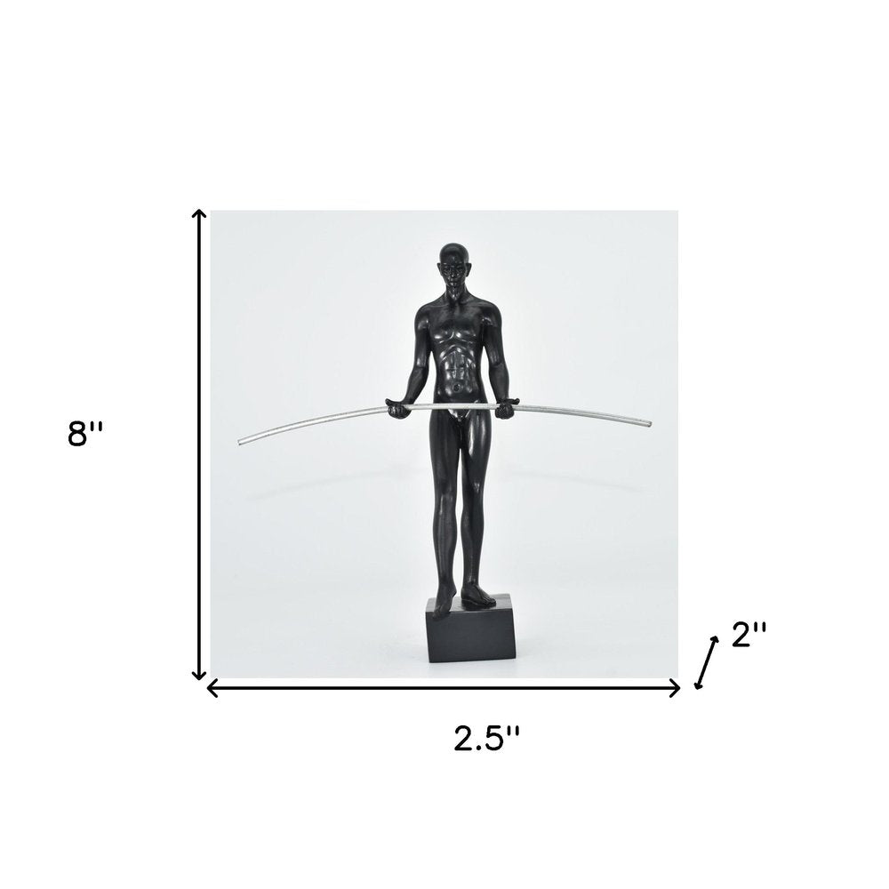 8" Black Resin Man Tabletop Sculpture