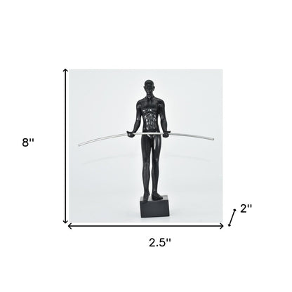8" Black Resin Man Tabletop Sculpture