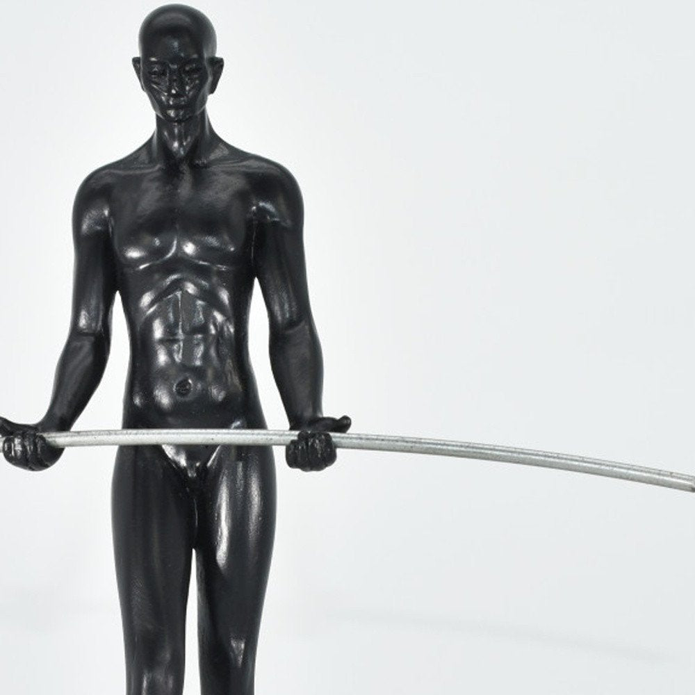 8" Black Resin Man Tabletop Sculpture