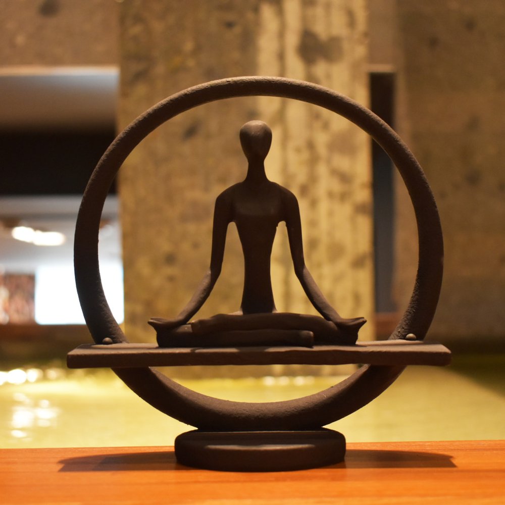 8" Black Resin Yoga Meditation Tabletop Sculpture