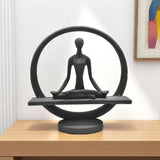8" Black Resin Yoga Meditation Tabletop Sculpture