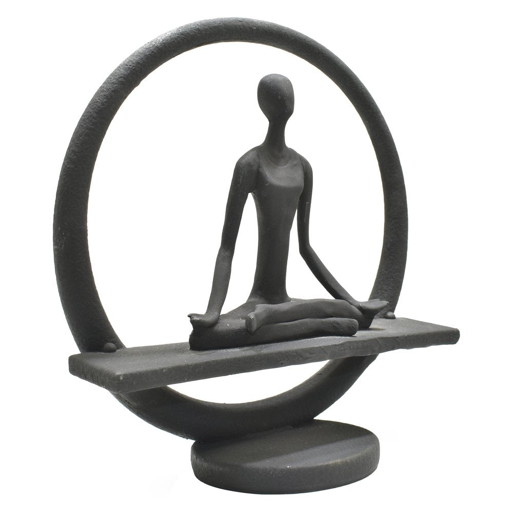 8" Black Resin Yoga Meditation Tabletop Sculpture