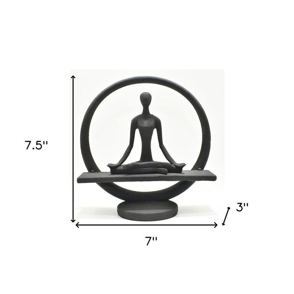8" Black Resin Yoga Meditation Tabletop Sculpture