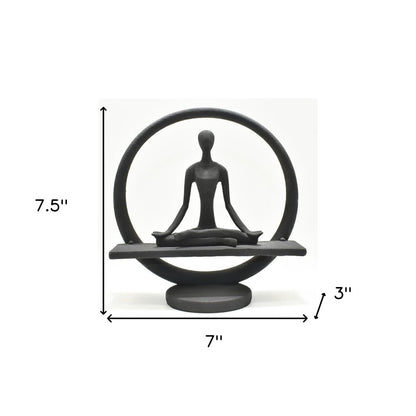 8" Black Resin Yoga Meditation Tabletop Sculpture