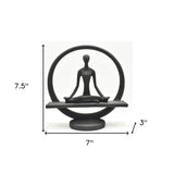 8" Black Resin Yoga Meditation Tabletop Sculpture