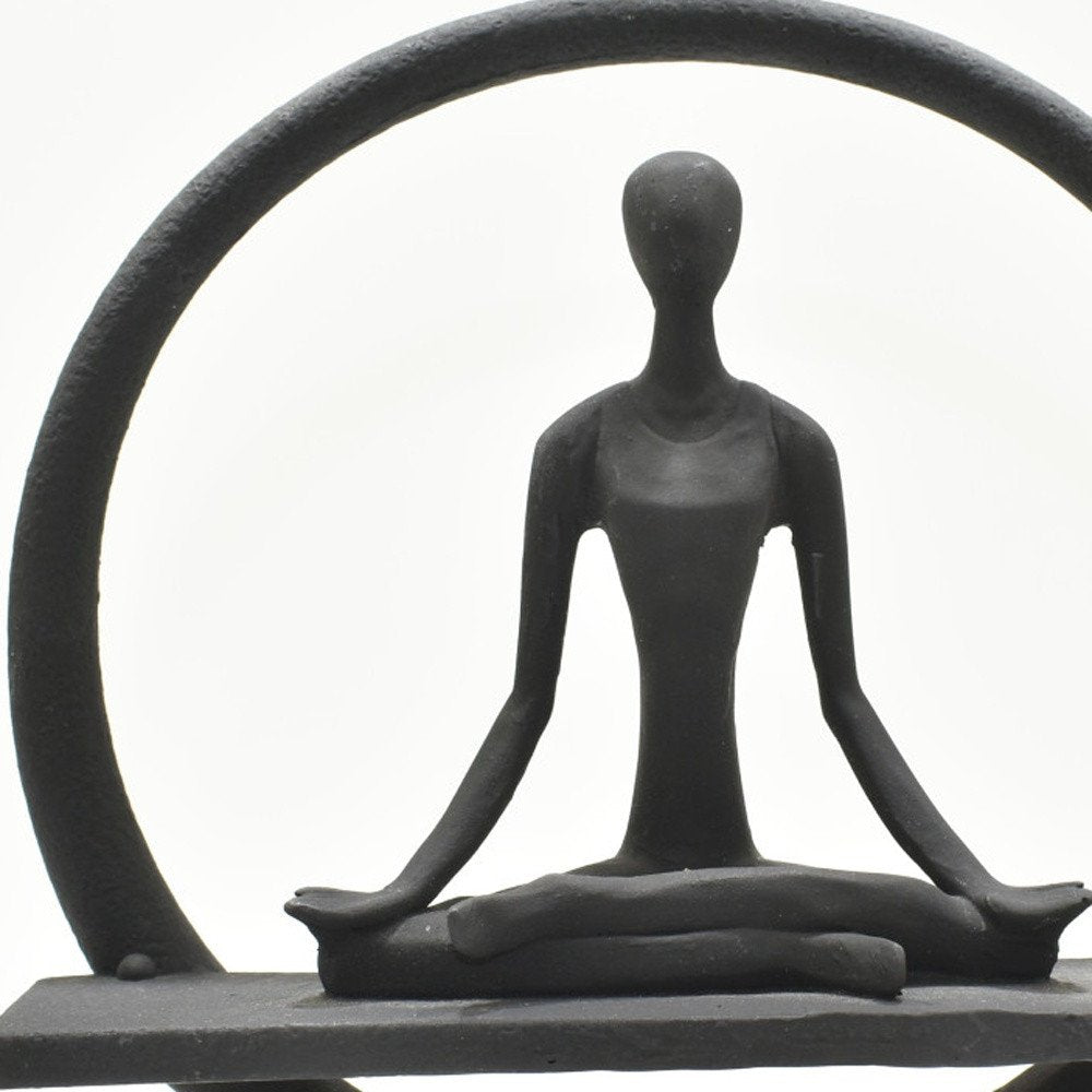 8" Black Resin Yoga Meditation Tabletop Sculpture