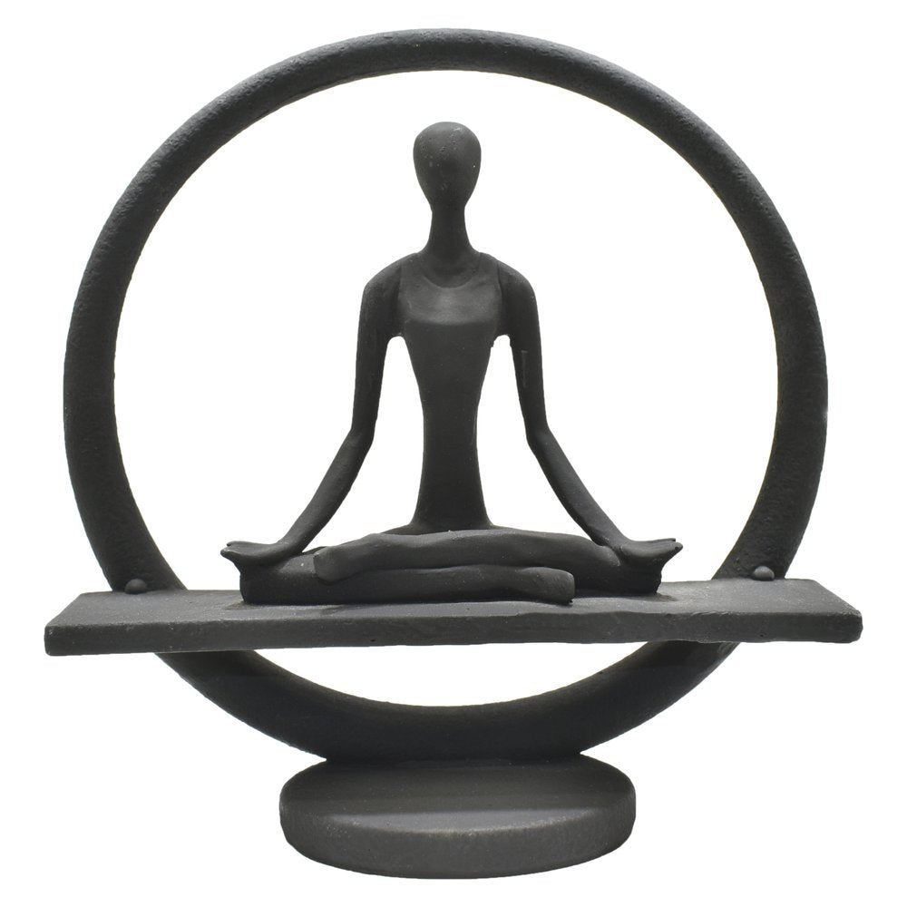 8" Black Resin Yoga Meditation Tabletop Sculpture