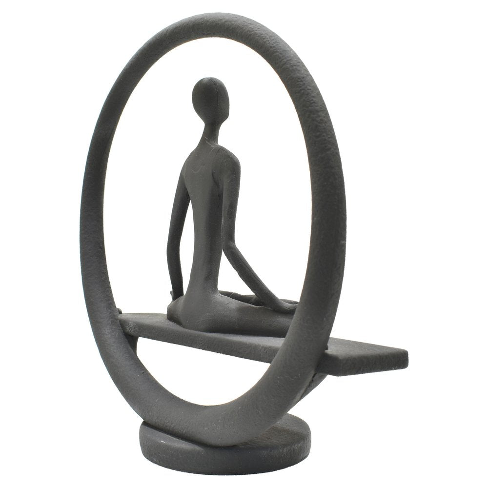 8" Black Resin Yoga Meditation Tabletop Sculpture