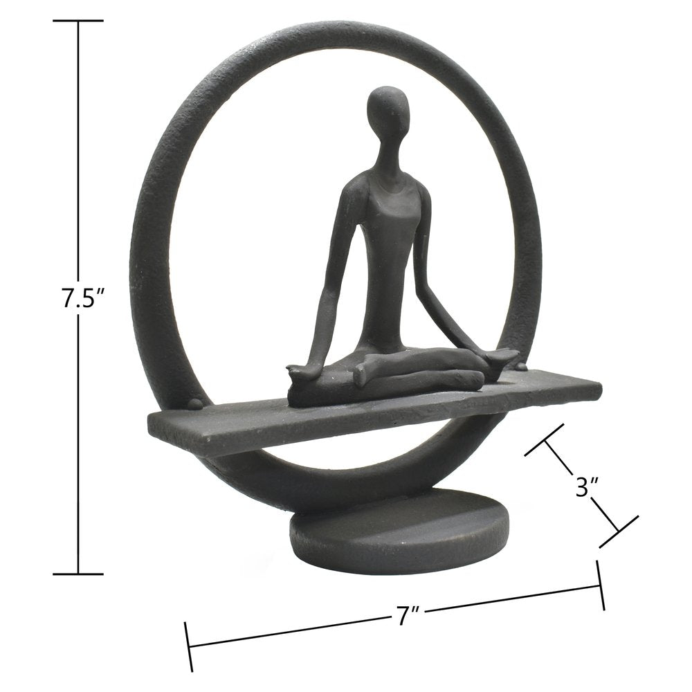 8" Black Resin Yoga Meditation Tabletop Sculpture