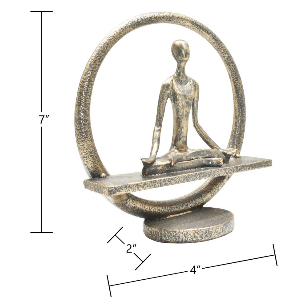 7" Pewter Resin Yoga Meditation Tabletop Sculpture