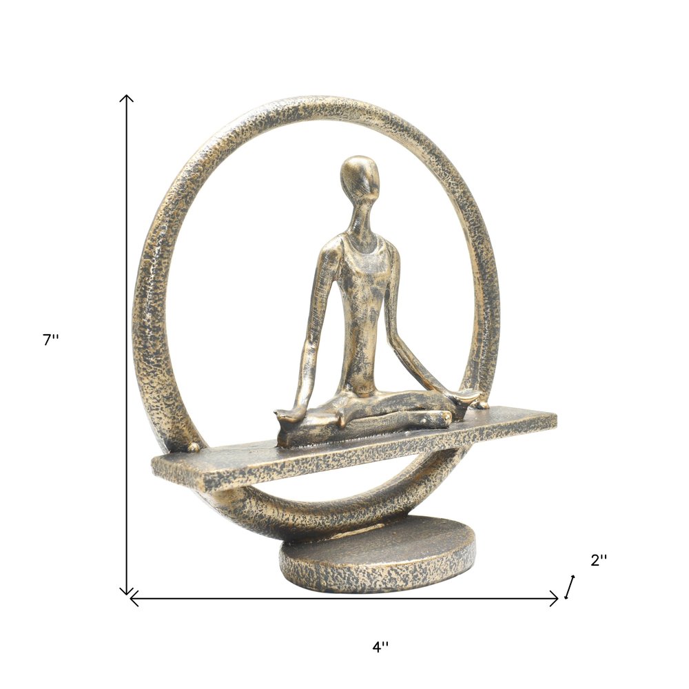 7" Pewter Resin Yoga Meditation Tabletop Sculpture