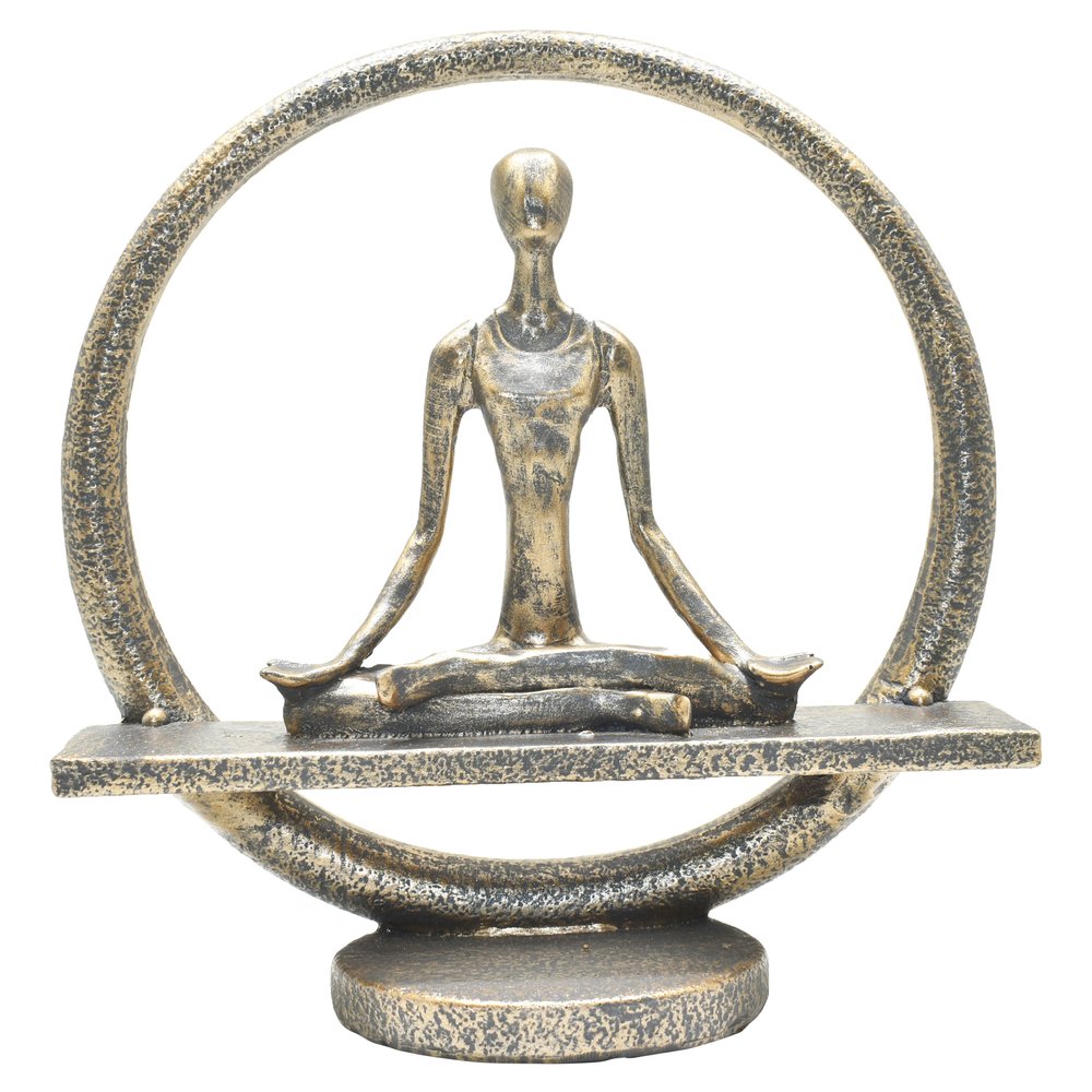 7" Pewter Resin Yoga Meditation Tabletop Sculpture