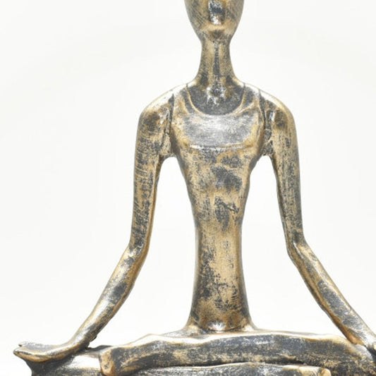 7" Pewter Resin Yoga Meditation Tabletop Sculpture
