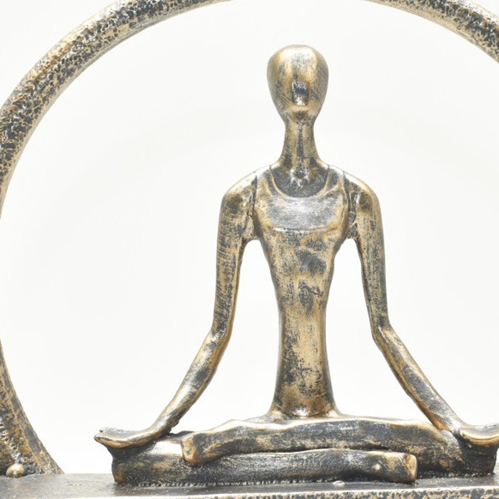 7" Pewter Resin Yoga Meditation Tabletop Sculpture