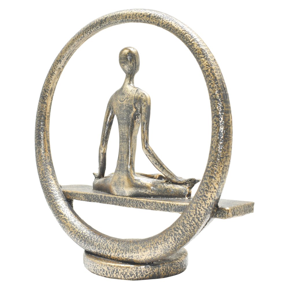 7" Pewter Resin Yoga Meditation Tabletop Sculpture