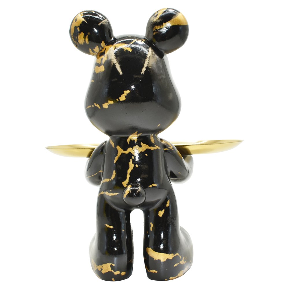8" Black And Gold Resin Tabletop Sculpture