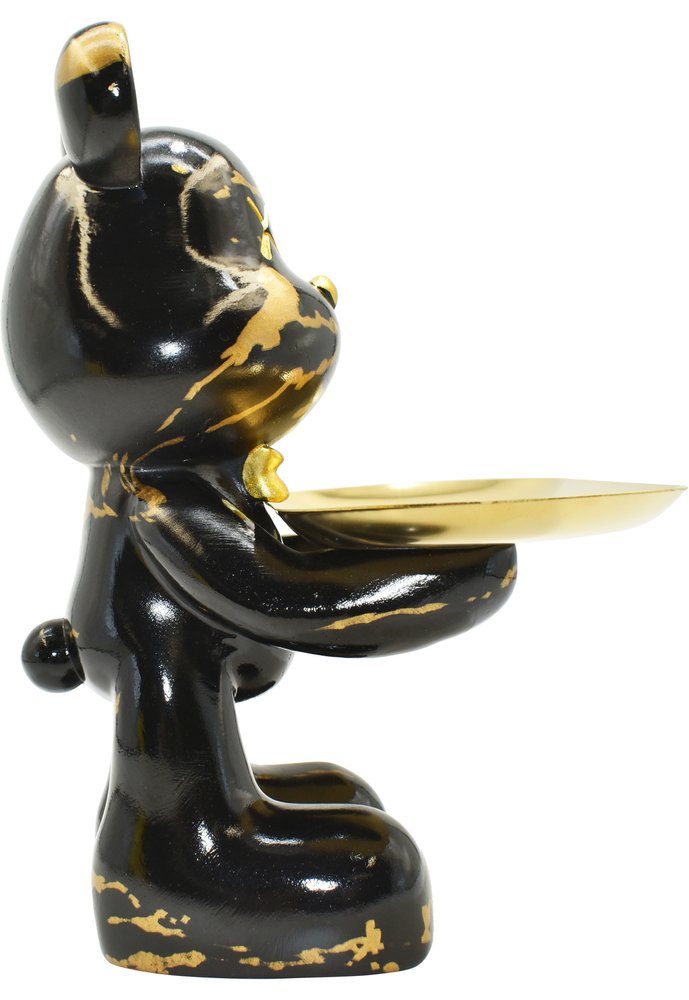 8" Black And Gold Resin Tabletop Sculpture