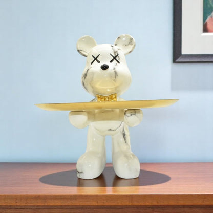 8" Off White And Gold Resin Tabletop Sculpture