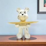 8" Off White And Gold Resin Tabletop Sculpture