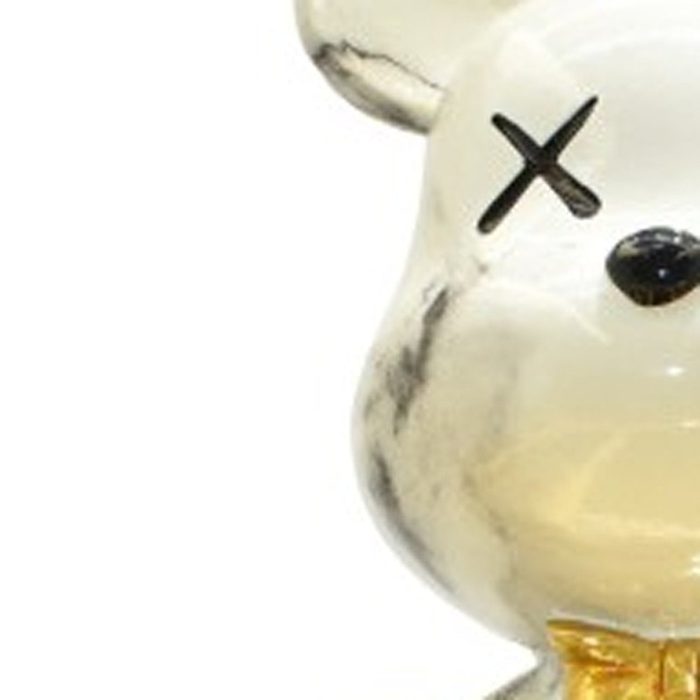 8" Off White And Gold Resin Tabletop Sculpture