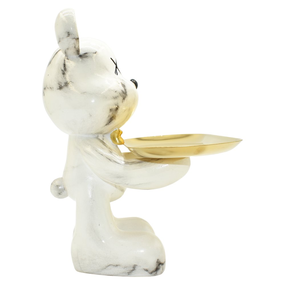 8" Off White And Gold Resin Tabletop Sculpture