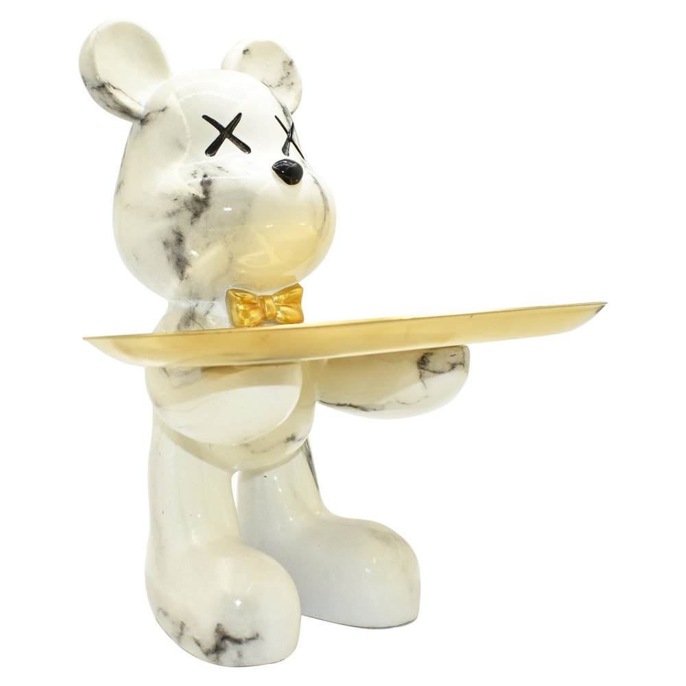 8" Off White And Gold Resin Tabletop Sculpture