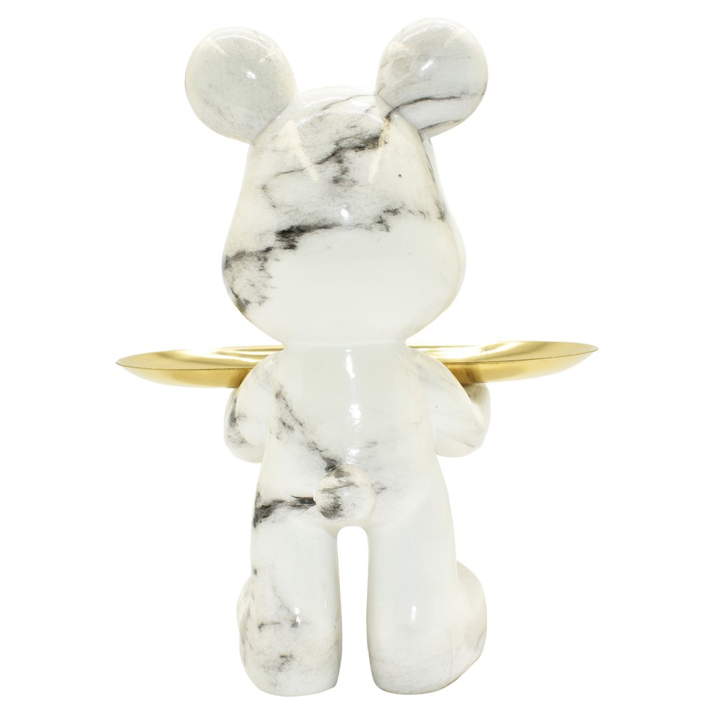 8" Off White And Gold Resin Tabletop Sculpture