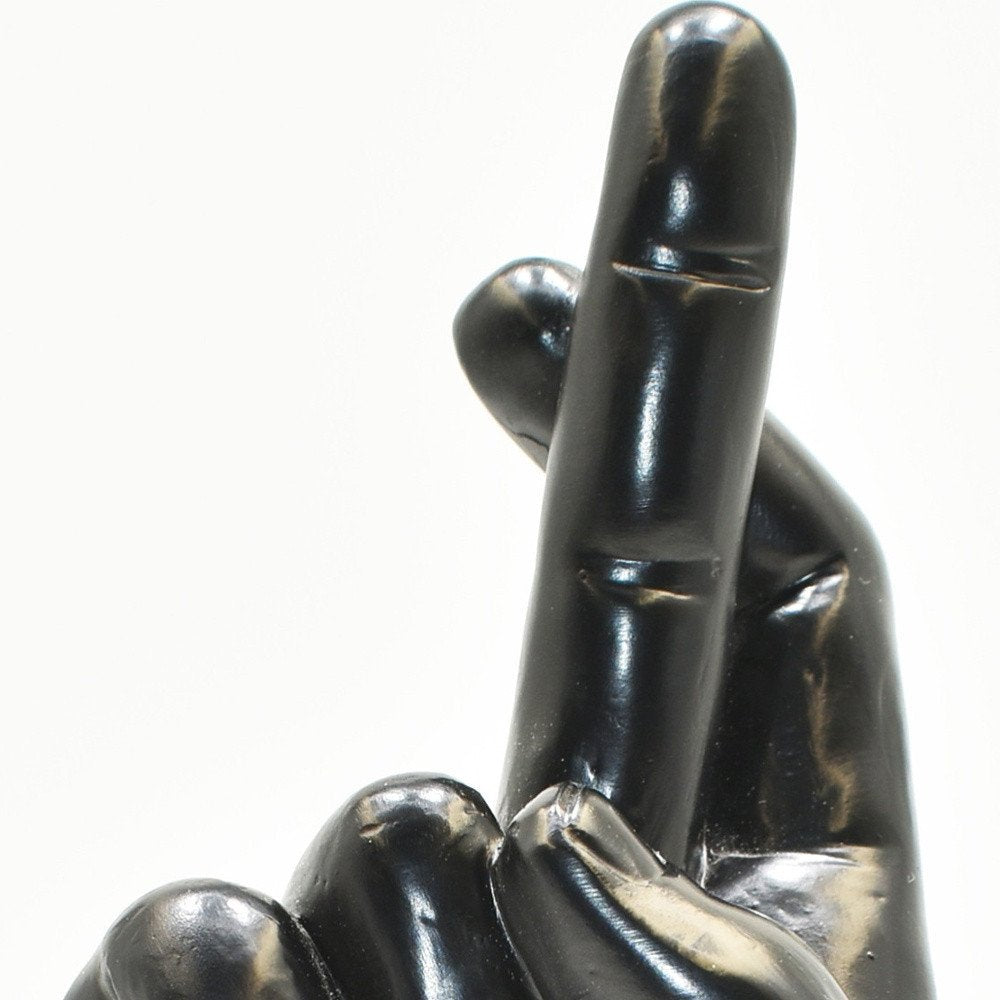 6" Black Resin Hand Tabletop Sculpture