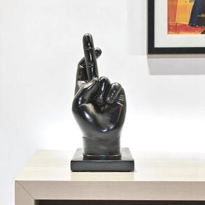 6" Black Resin Hand Tabletop Sculpture