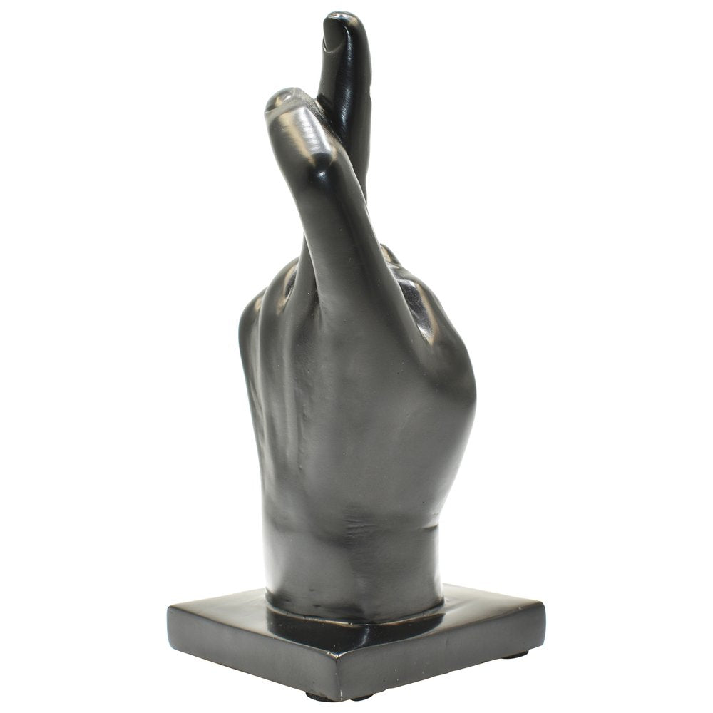 6" Black Resin Hand Tabletop Sculpture