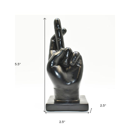 6" Black Resin Hand Tabletop Sculpture