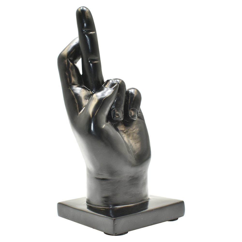 6" Black Resin Hand Tabletop Sculpture