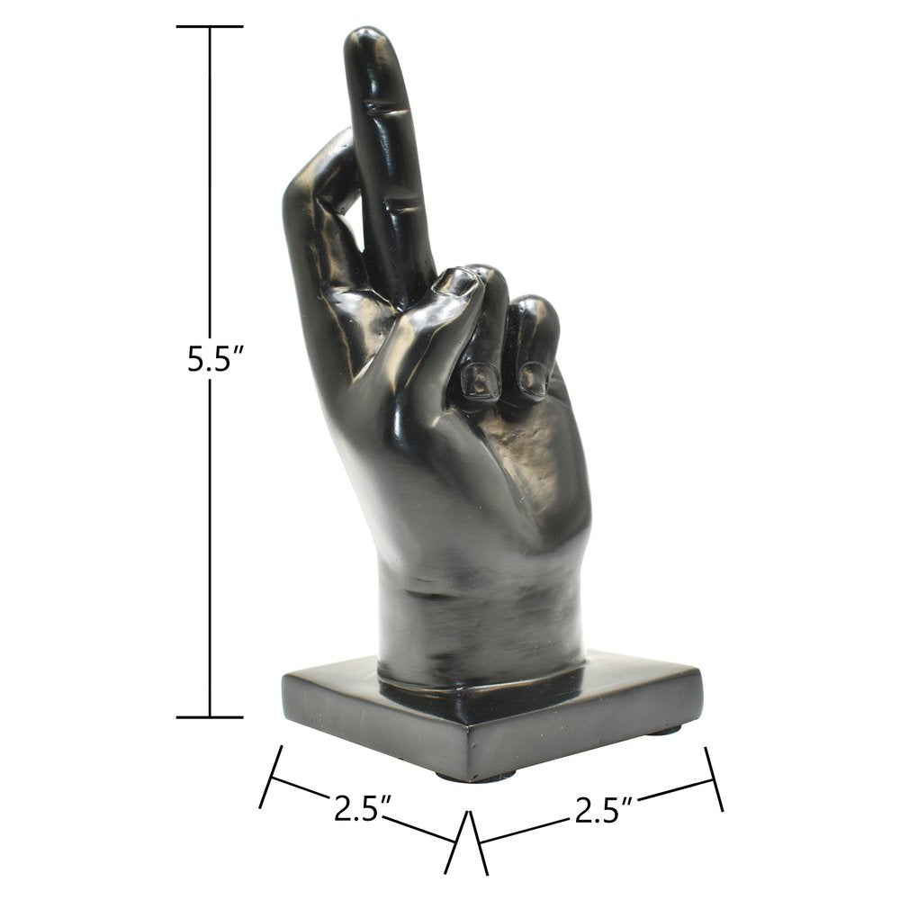 6" Black Resin Hand Tabletop Sculpture