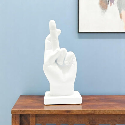 6" White Resin Hand Tabletop Sculpture