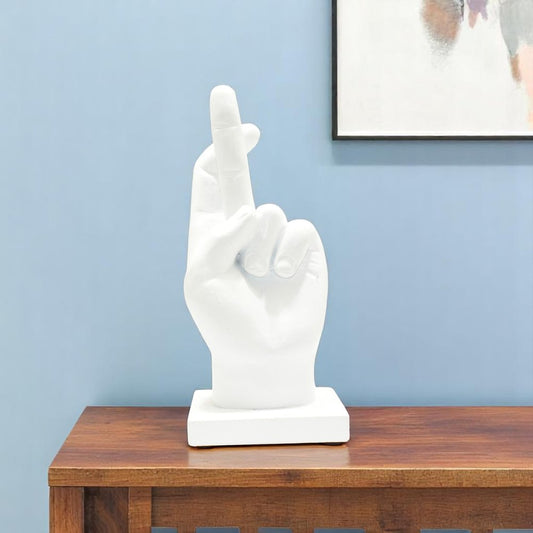 6" White Resin Hand Tabletop Sculpture