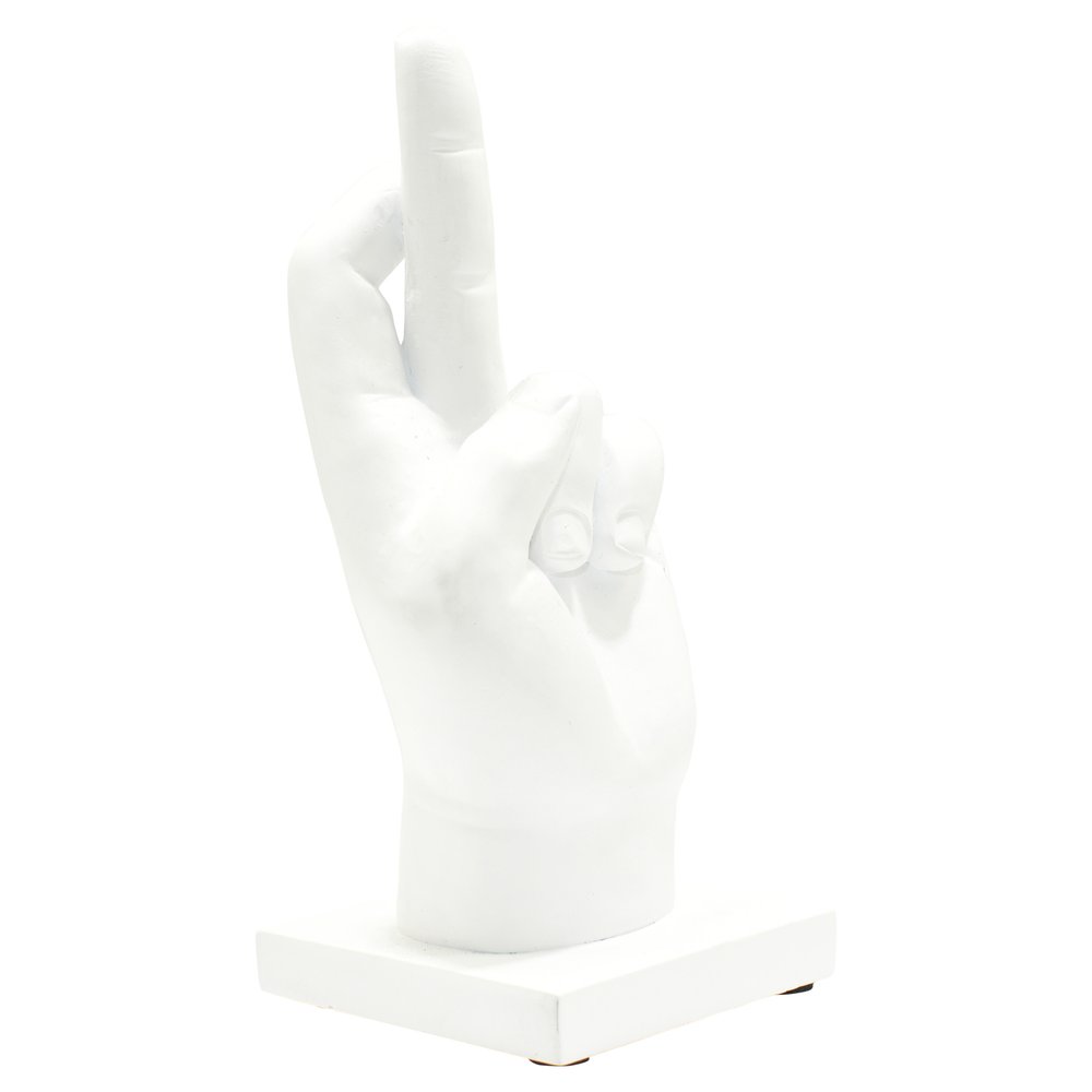 6" White Resin Hand Tabletop Sculpture