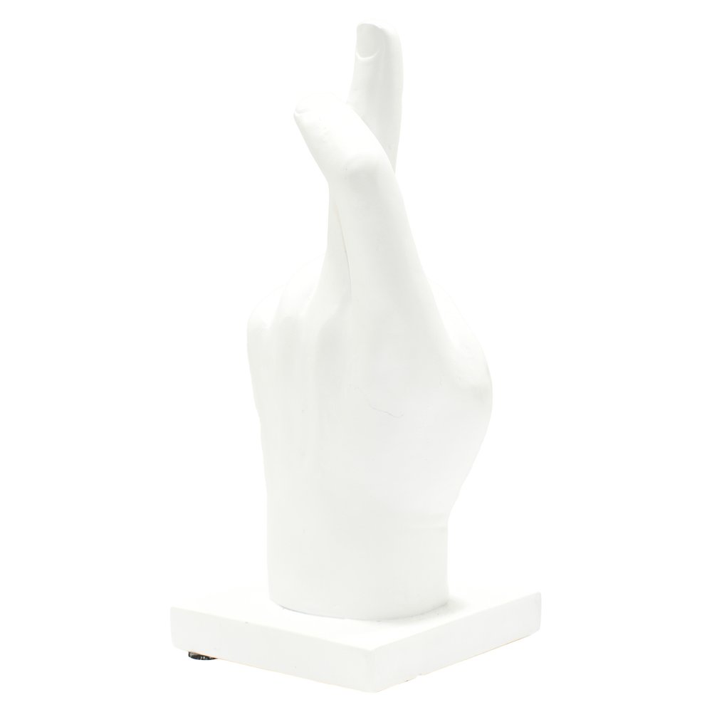 6" White Resin Hand Tabletop Sculpture
