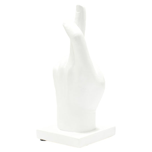 6" White Resin Hand Tabletop Sculpture