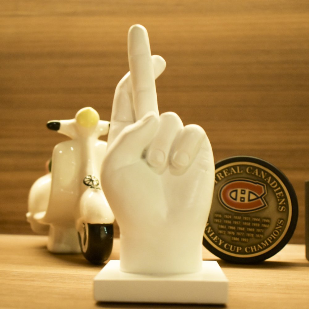 6" White Resin Hand Tabletop Sculpture