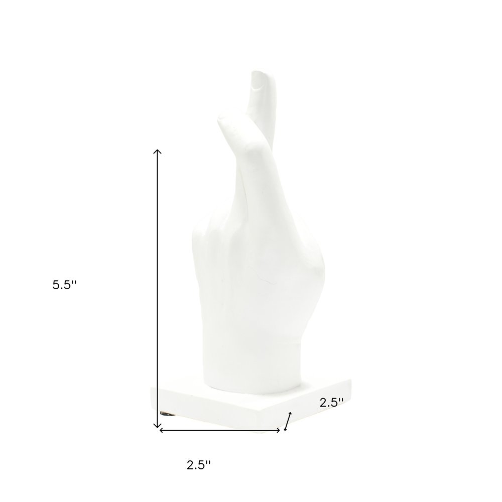 6" White Resin Hand Tabletop Sculpture