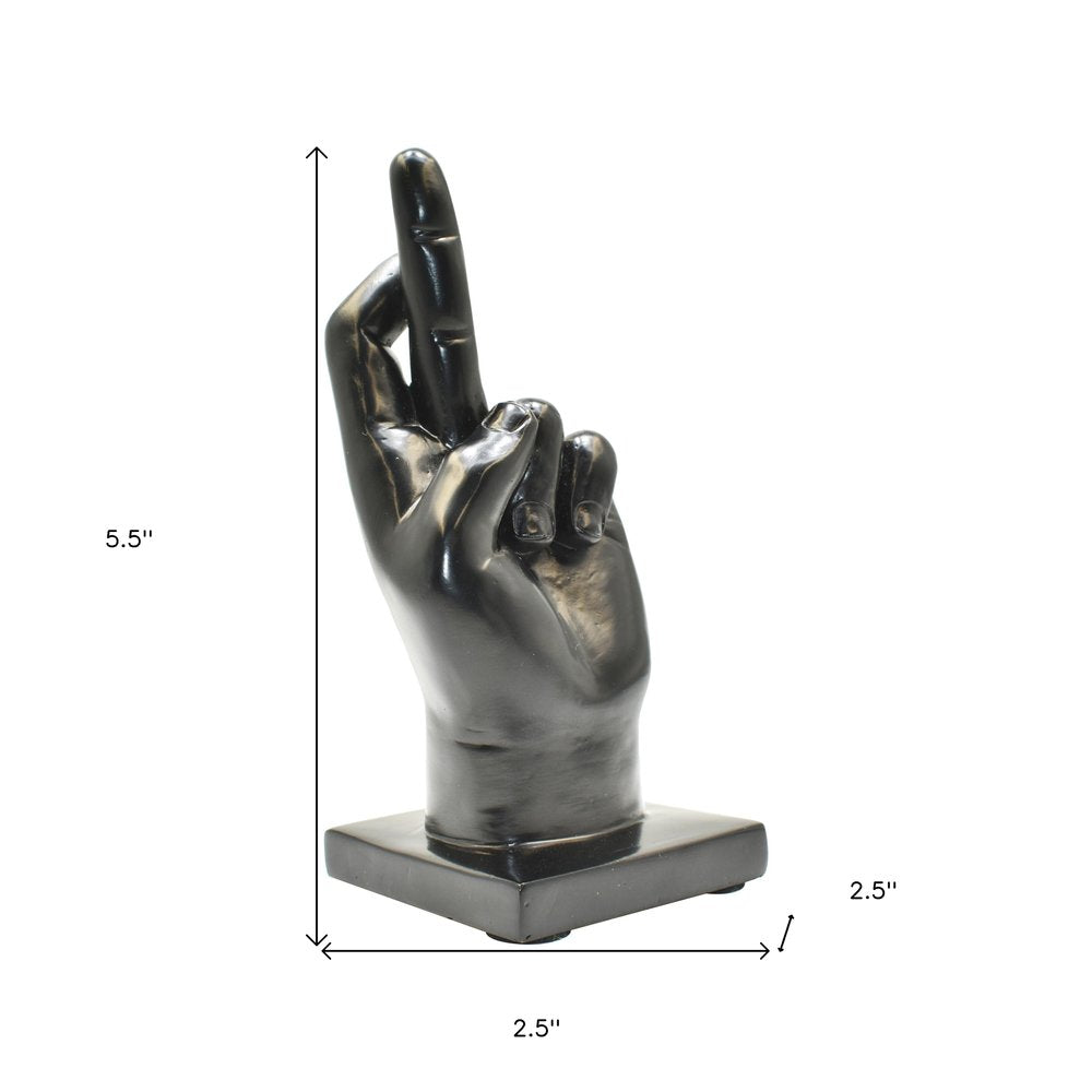 Set of Three Black Resin Hand Tabletop Sculpture