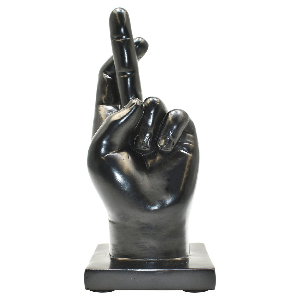 Set of Three Black Resin Hand Tabletop Sculpture